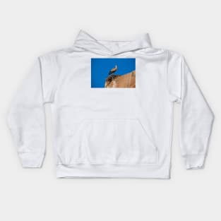 Morocco. Marrakech. Stork on the old wall of Medina. Kids Hoodie